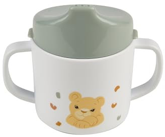 Sterntaler Trinklernbecher Giraffe & Löwe – Mit abnehmbarem Trinkaufsatz & rutschfestem Sockel – 2 praktische Henkel für kleine Hände – Robustes, lebensmittelechtes Material - Geschenk, blassgrün
