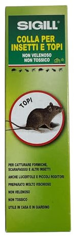 Sigill - Colla per Insetti e Topi, Tubetto 135 g in Astuccio, Altamente Viscosa e Appiccicosa, Non Tossica, Cattura Formiche, Scarafaggi, Lucertole e Topi in Modo Sicuro