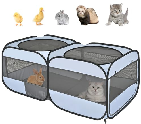 EighteenTek Corralito para Animales pequeños, Jaula para Mascotas pequeñas, Tienda de campaña Plegable para Gatitos, Hurones, Cachorros, cobayas, Conejos, hámsteres, Chinchillas (sin Divisor, Espacio