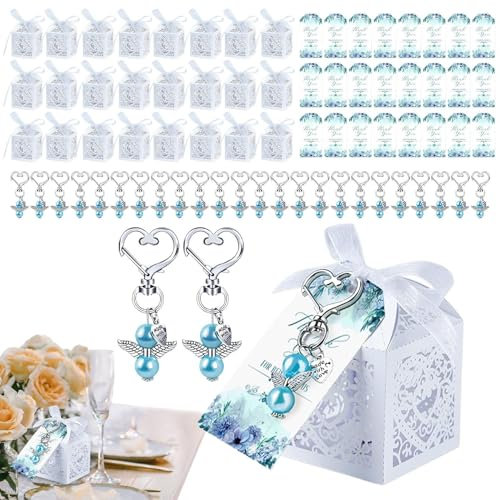 Boîtes de bonbons de faveur de mariage, 24 Set Favor Boxes | Les conteneurs de traitement sont favorables à la, des faveurs de fête de ruban multifonctionnel avec un ange de perle de