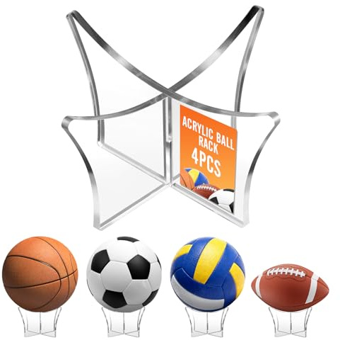 JSMTKJ 4 Pezzi Portapalloni in Acrilico, Porta Pallone Calcio, Display Multifunzione per Pallacanestro Calcio Pallavolo Calcio Supporto