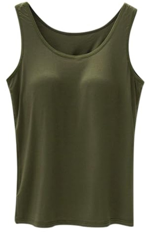 T-shirt Femme Soutiens-Gorge Intégrés 2024 Été Décontracté Col Rond Caraco Sans Manches Grande Taille Coton Rembourré Hauts D'entraînement Femme Chemisier Élégant Rouge