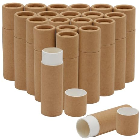 CRAFTYMELODY Paperboar - Lote de 20 tubos de bálsamo labial vacío, tubo de pintalabios, soporte para tubos Push Up