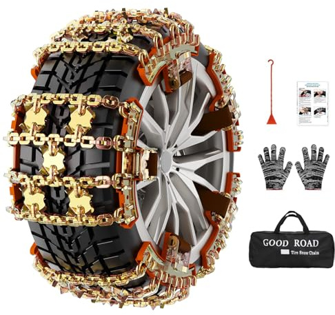 Schneeketten Universal für Auto: 6 Stück Snow Chains, Reifenbreite 185-255 mm, Passend Für PKW SUV Kombi LKW MPV Van, 2 Minuten Schneeketten Schnellmontage
