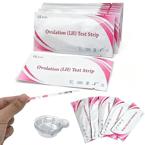 REROON 20 Count LH Ovulation Test Strips with Urine Cups for Fertility Women | Ovulation Strips Fertility Test Kits for Accurately Track | Bulk High Sensitivity for Home Use | Individually Wrapped