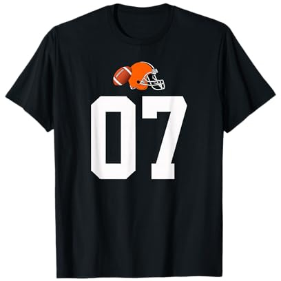 Americano Fútbol Casco Estilo Vintage Número 07 Camiseta