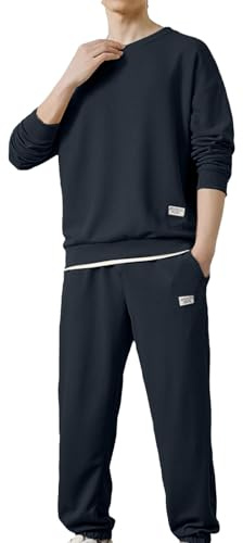 Generisk träningsoverall herr, tracksuit joggingdräkt 2 delar träningsoverall herr gym sportdräkt – fritidsoverall enfärgad loungeset varm hemmadräkt andas pullover och en joggingbyxor