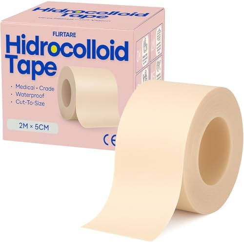 Pansement Hydrocolloïde – Rouleau 5cm×2m – Patch Anti-Acné & Pansement Cicatrisant Imperméable pour Ampoules, Boutons, Coupures – Transparent & Sans Latex (2M)