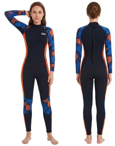 Yikayin Combinaison de Plongée pour Femme, 3/2mm Néoprène Combinaison de Plongée à Manches Longues pour Plongée, Surf, Plongée avec Tuba, Kayak, Sup