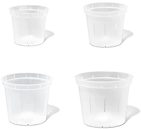 rePotme orkidékrukor odlare sortiment (8 slitsade klara orkidékrukor - 2 var och en av 3, 4, 5, 6 tum) - Premium orkidéplanterare, orkidékrukor med hål för plantering