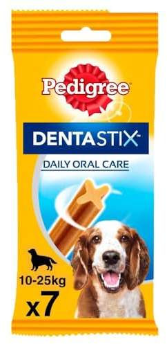 Pedigree Snacks DentaStix für mittelgroße Hunde (10-25kg) 7 Stück, 5er Pack (5 x 180 g)