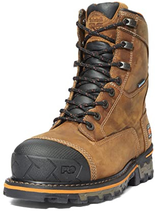 Timberland PRO Men's Boondock 8 Inch Composite Safety Toe Waterproof Industrial Work Boot, Brown Oiled Distressed Leather, 11.5 M US