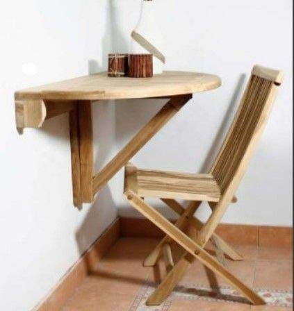 Wandklapptisch Sondrio rund Teak Massivholz Abmessungen 80 x 50 cm + 40,- €