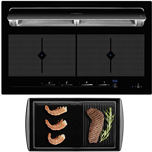 Oranier Flächen-Induktion 90 cm KFL 2094 be cook - breites autarkes Induktionskochfeld mit Umluft Kochfeldabzug inklusive induktiver Grillplatte
