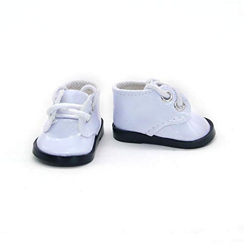 Aeromdale Puppenschuhe PU-Schuhe mit Schnürsenkeln für 35,6 cm große Puppen Zubehör Spielzeug – Weiß A – 1 Paar