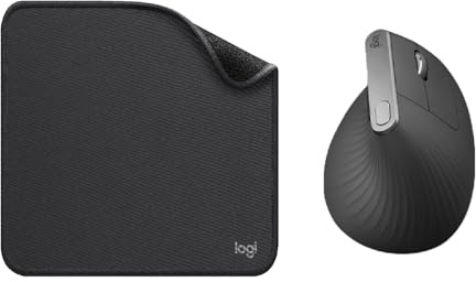 Logitech MX Vertical Ergonomic Mouse, Multi-Device, Bluetooth or 2.4GHz Wireless with USB Unifying Receiver, Mouse Pad - Studio Series, Computer Mouse Mat with Anti-slip Rubber Base, Easy Gliding
