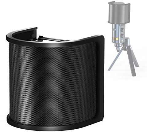 IXTECH Filtre anti-pop pour microphone, écran anti-pop avec maille métallique et filtre en mousse, protection anti-bruit pour balados, enregistrement, vlogging, streaming.