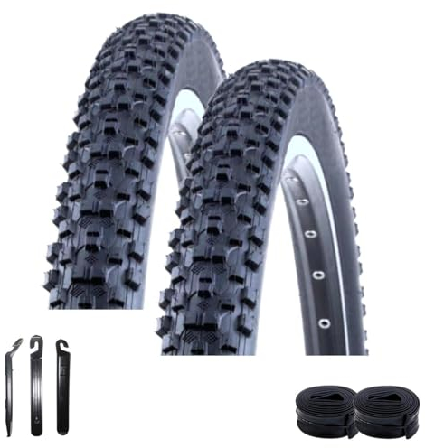 2 x Kenda K-1027 MTB Fahrradmantel Fahrradreifen Schwarz 54-559 (26 x 2,10) + 2 passende Schläuche AV inkl. Reifenheber