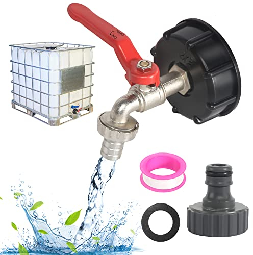 Adaptateur de Réservoir IBC Connecteur à Filetage 3/4, Robinet Cuve 1000L Récupérateur Eau De Pluie, Sortie Raccord Vanne Raccords De Tuyau D'Arrosage