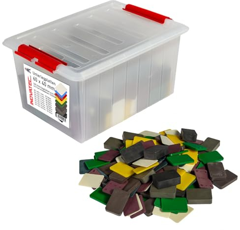 INOVATEC 140 x Kunststoff Unterlegplatten 60 x 40 x 1-20 mm Mix Montage Abstandhalter Distanzklotz in praktischer Box
