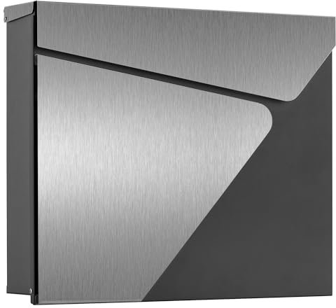 HAUSSMANN Briefkasten mit Schloss | Anthrazit | Edelstahl 304 (V2A) gebürstet | Wandbriefkasten | RAL 7016 | Postkasten Box 211