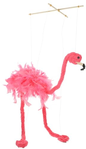 MUCKLILY Strauß-Marionettenspielzeug Flamingo-Marionetten Fadenpuppen Vogelpuppe Mit Schnüren Laufpuppe Ausgestopfter Plüsch Interaktives Eltern- -Spielzeug Für Kinder