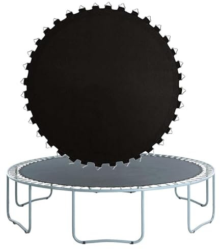 FSDIYU Tappeto Elastico Telo Ricambio Trampolino, Tappetino da Salto a Molla di Sicurezza Resistente ai Raggi UV Altamente Elastico Resistente all'Acqua da 10 Piedi, 10FT(56 Buckle),Black