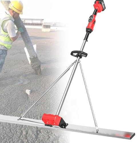 Concrete Screed Vibratory Kit Concrete Electric Scraper, Concrete Surface Screed Finishing Tool, Electric Cordless Screed Cement Surface Leveling Tamper Ruler with Scraper,1battery-1.5M