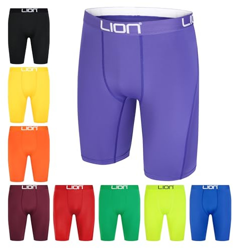 LION SPORTSWEAR Short de compression pour le football et le sport – Couche de base multifonction pour homme et enfant, idéal pour la gym, l'entraînement et la course à pied, violet, S