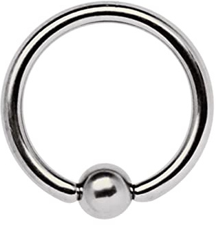 Ear, Nose Piercing, Fingernail Titanium Piercing Ring in 1.0 mm Thickness with 3 mm Clamping Ball, Titanium