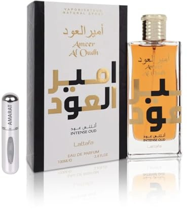 Ameer Al Oudh Intense Original-Parfüm, 100 ml, arabisches Parfüm, Uni, lange Lebensdauer, importiert aus Dubai, inklusive nachfüllbarem Zerstäuber, 5 ml (Intense)