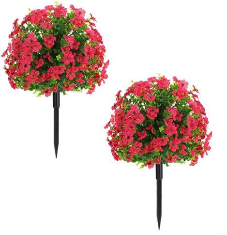 Aprilsunnyzone Lot de 2 boules topiaires de buis artificielles de 61 cm de haut, 40 cm de diamètre, plantes artificielles réalistes pour décoration intérieure et extérieure, jardin, porche, balcon