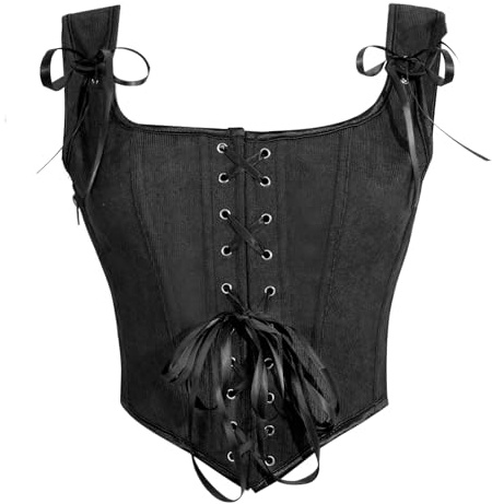 OPLERT Haut corset Renaissance pour femme, gilet vintage Cottagecore, bustier à lacets couvrant entièrement la poitrine