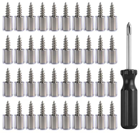 40 Piezas Soportes para Estantes Autoperforantes, Pernos de Soporte Baldas con Protectores Antideslizantes de Goma, Clavijas Invisibles para Armarios, Librerías, Vitrinas, Bodegas - Incluye Destornill