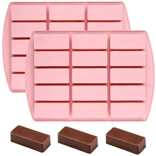 YXHZVON Spannmålsstänger, 2 st rektangulära silikonformar, 15 hålrum, perfekt för energistänger, brownies, ostkakor, muffins, isbitar och finger