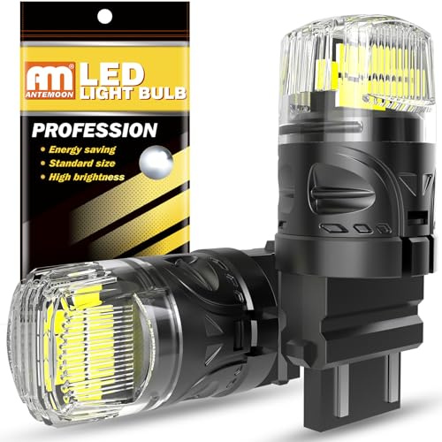 ANTEMOON 3157 P27/7W T25 LED-lampor 12 V superljusa 2 800 LM 6 000K, vit, 3057, 3156, 4057, ersättning för bil, backljus, bromsljus, DRL, dagsljus, bakljus, blinkers, 2 st