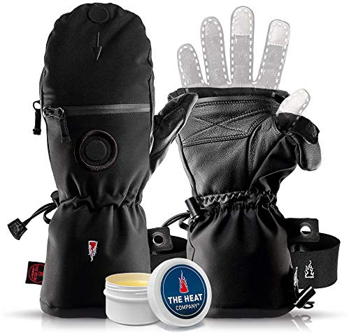 THE HEAT COMPANY Shell Fäustlinge für Damen & Herren - Extra Warm, Wasserdicht - Skihandschuhe zum Umklappen - Fausthandschuhe, Schwarz - Ohne Liner, Größe 10-11