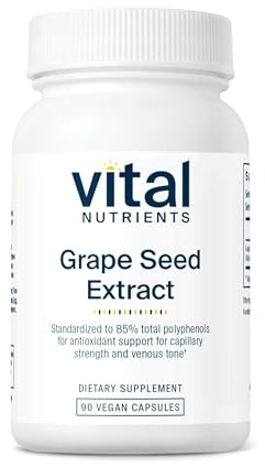 Vital Nutrients Grape Seed Extract 100mg - Potent Antioxidant and Support for Circulation, Capillary, and Vein Health - Gluten, Dairy, Soy Free - Non-GMO - 90 Capsules
