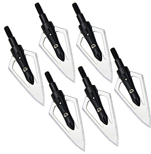 Mangobuy 6 stücke Pfeilspitzen 100 Korn Jagdbogenschießen Jagdspitzen 2 Klingen Schwarz