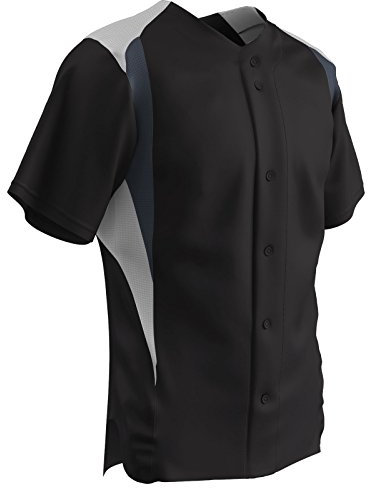 CHAMPRO Män BS33ABWGPHS Bullpenna full knapp polyester baseballtröja, svart, vit, grafit, liten