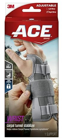 ACE Deluxe Wrist Stabilizer, Right Hand, Helps Relieve Symptoms of Carpal Tunnel Syndrome, Adjustable, Stabilizing, Firm Support