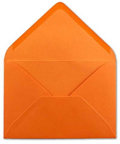 25 DIN C6 Briefumschläge Orange - 11,4 x 16,2 cm - 120 g/m² Nassklebung Brief-Hüllen ohne Fenster für Einladungen von Ihrem Glüxx-Agent