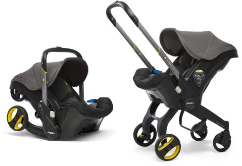 Doona+ Baby Car Seat & Travel Stroller Urban Grey - Convertible 0+ Car Seat and Pram with 5 Point Safety Harness - Ergonomic Pushchair and Travel System - ISOFIX Base Sold Separately
