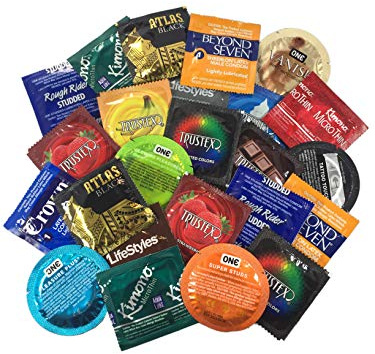 Condom Sampler Variety Pack – Random Assortment of Premium Latex Condoms from Top Brands – Fun Mix of Ribbed, Extra Lubricated, Flavored, Ultra Thin & More