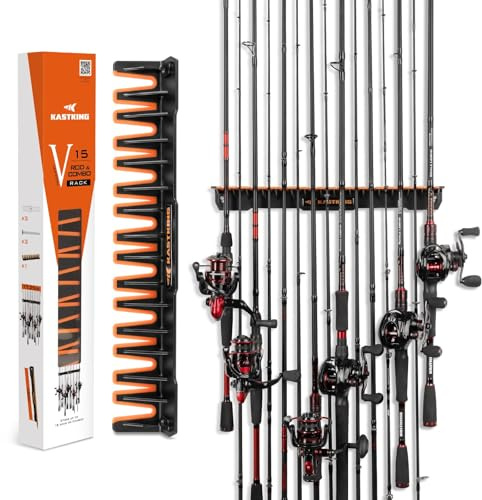 KastKing Vertical Fishing Rod Holder, Black With Orange Rubber, 1 Pcs