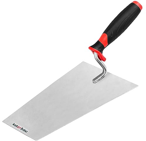 KOTARBAU® Paleta de albañilería 200 mm, Paleta Trapezoidal con Punta Cuadrada, Acero Inoxidable, Mango ergonómico de Goma, Espátula de Yeso para Trabajos de albañilería y alicatado, Paleta de albañil