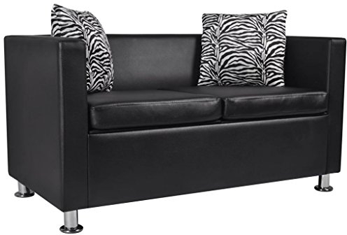 Lechnical 2-Sitzer-Sofa Bettsofa Dreisitzer Wohnzimmersofa Loungesofa Couch Kunstleder Schwarz