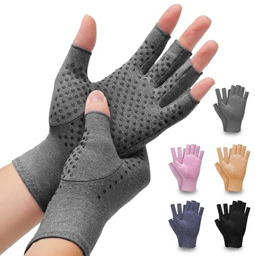 DRNAIETY 2-Pair Arthritis Compression Gloves for Hand Arthritis, Fingerless