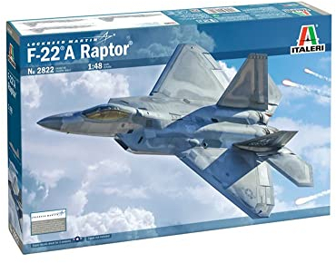 Italeri 2822 1:48 US F - 22A Raptor - modelismo, Kit, Modelo de Suelo, Hobby, Pegado, Kit de plástico, detallado, Grey, IT2822