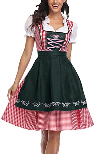 Oktoberfestdräkt för kvinnor, renässansklänning, tysk Dirndl-klänning, traditionell dräkt för bayersk karnevalsfest, flickdräkt för ölfest, med förkläde, hembiträdesdräkt, miniklänning, cosplaydräkt,